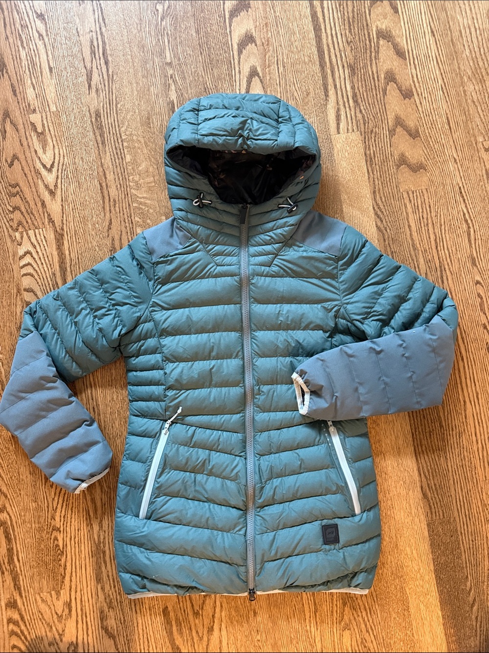 Orage Teal Hooded Women's Puffer Jacket
